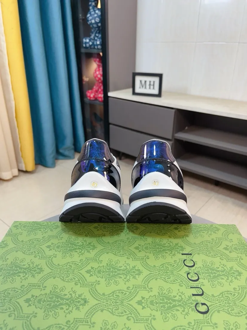 Factory price 420🌹🌹GUCCI [Gucci] New high-end brand of men's shoes, the latest fashionable casual men's shoes, trendy and versatile, relaxed and sporty style, uppers imported from Italy, first-layer cowhide, genuine leather lining and ultra-fine workmanship. Original personalized fashionable rubber wear-resistant outsole, light and comfortable on the foot, size 38-44